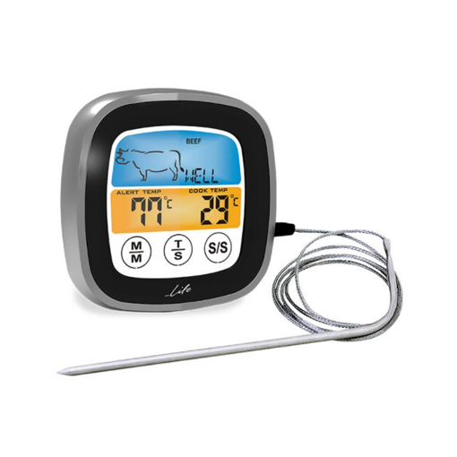 2 σε 1 ψηφιακό θερμόμετρο κρέατος & χρονόμετρο κουζίνας με έγχρωμη οθόνη αφής.