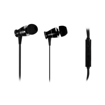 Mεταλλικά ακουστικά με μικρόφωνο, σε μαύρο χρώμα και σύνδεση 3,5mm