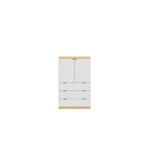 Συρταριέρα Princeton white gloss-polish oak-green Μ80 X Π42 X Y130,5
