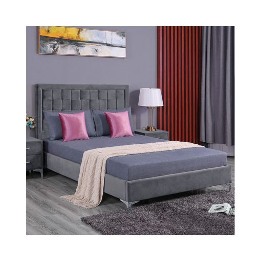 ΚΡΕΒΑΤΙ MONTPELLIER 150x200 εκ. ΜΕ ΒΕΛΟΥΔΟ ΥΦΑΣΜΑ ΓΚΡΙ HM592.01