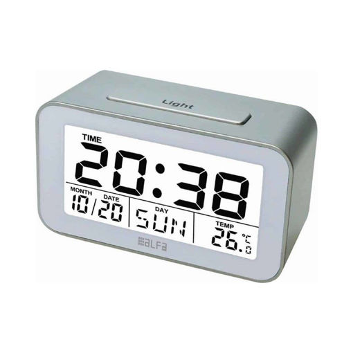 Ρολόι Επιτραπέζιο ΕΤ622Α Alfaone Ψηφιακό Με ένδειξη θερμοκρασίας και φωτιζόμενη οθόνη Silver-Λευκό