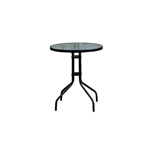 (P) BALENO Τραπέζι Μέταλλο Βαφή Μαύρο - Γυαλί Tempered Φ60x70cm