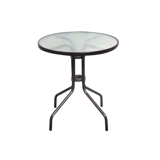 (P) BALENO Τραπέζι Μέταλλο Βαφή Καφέ - Γυαλί Tempered Φ60x70cm