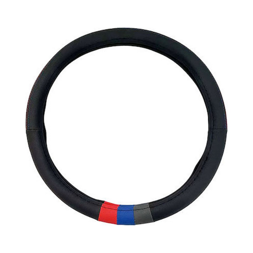 Κάλυμμα Τιμονιού Αυτοκινήτου Δερματίνη Tricolore M- Sport Μαύρο Με 3 Χρώματα Medium 37-39cm