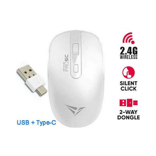 ALCATROZ WIRELESS TWO WAY DONGLE (USB+TYPE-C) SILENT MOUSE WHITE