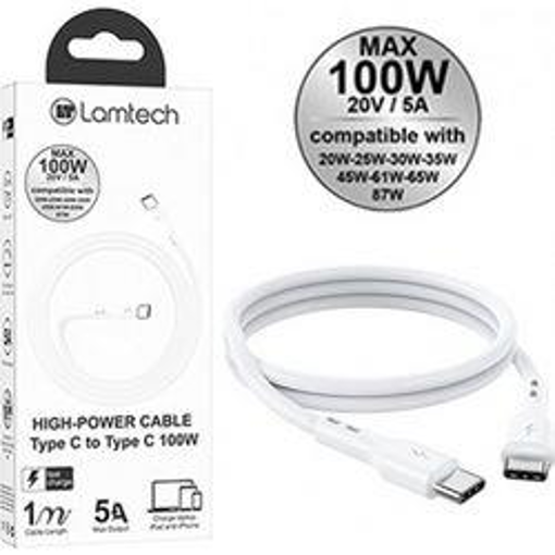 LAMTECH CABLE TYPE C TO TYPE C  100W FAST CHARGE 1M
