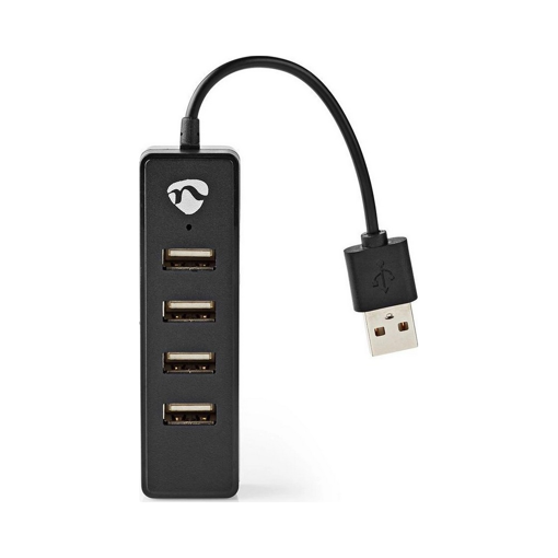 USB 2.0 Hub 4 θυρών, σε μαύρο χρώμα.