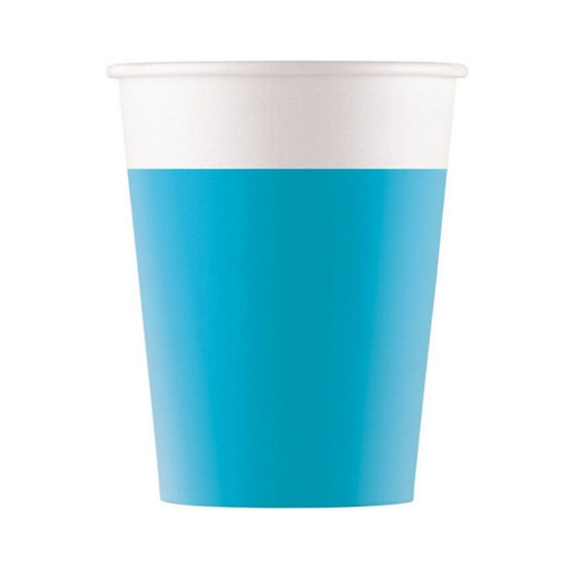 Ποτήρια Xάρτινα Tυρκουάζ Λευκό 200ml (8 τεμάχια)