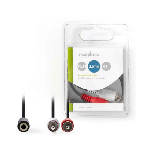 Καλώδιο 2x RCA αρσ - 1x 3,5mm θηλ., 0,2 m σε συσκευασία blister.