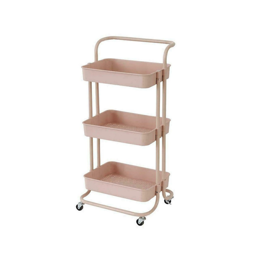 ΜΑΝΑΒΗΣ ΤΡΟΛΕΪ ΜΕΤΑΛΛΙΚΟΣ ΜΕ ΧΕΙΡΟΛΑΒΗ DUSTY PINK 43x36x86 εκ.