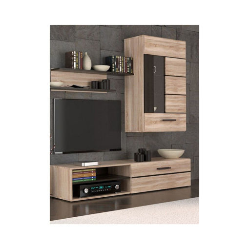 Σύνθετο Σαλονιού Solo Sonoma / Wenge με Βιτρίνα Μ228xΒ41xΥ184εκ.