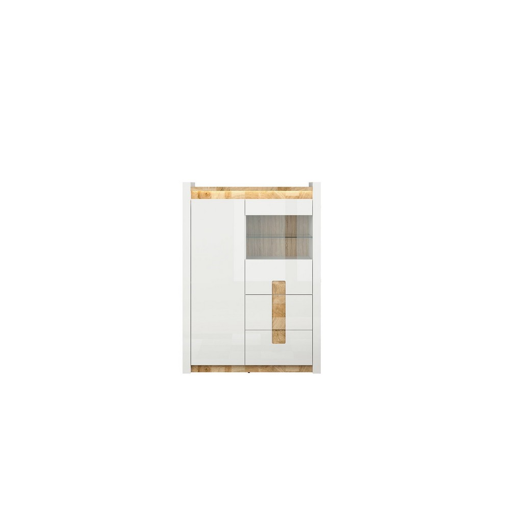 Βιτρίνα Alameda white gloss-westminster oak-white gloss Μ102 X Π41 X Y141
