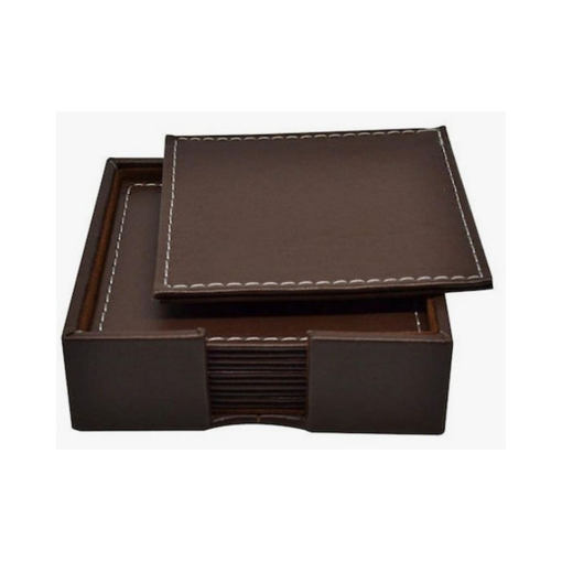 Σουβέρ από Δερματίνη με Βάση Καφέ 10x10cm  6τμχ
