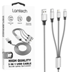 LAMTECH HIGH QUALITY 3 IN 1 USB CABLE WITH METALLIC SHELL SILVER