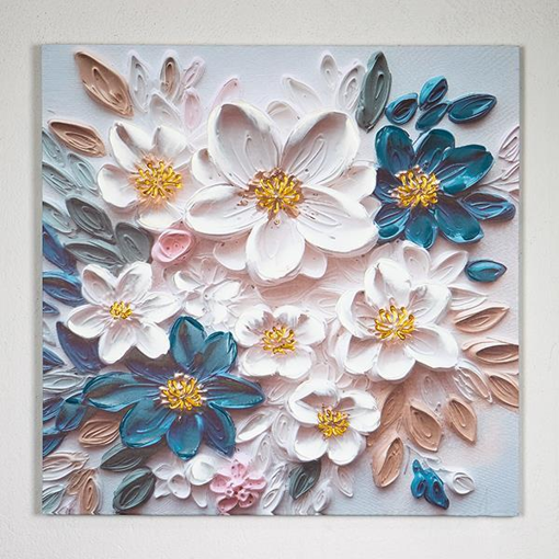 ΠΙΝΑΚΑΣ ΚΑΜΒΑΣ, ΛΟΥΛΟΥΔΙΑ, ΡΟΖ-ΣΙΕΛ, 80x80x2.5cm