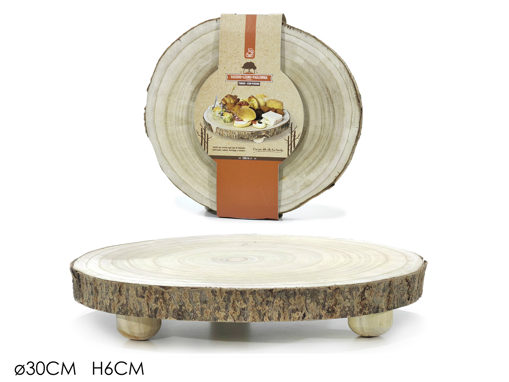 VASSOIO TONDO LEGNO C/PIEDINI Ψ30XH6CM