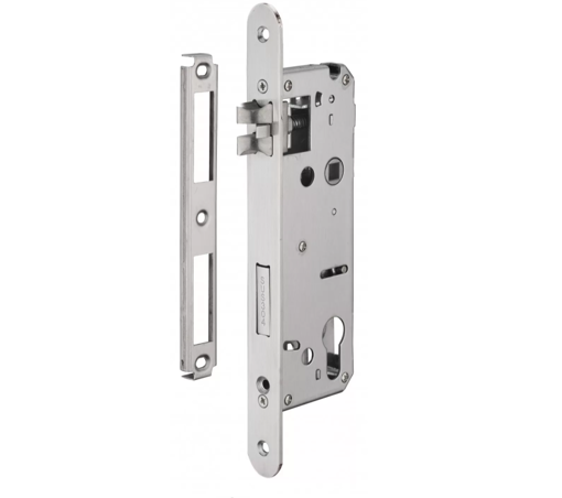 Κλειδαριά χωνευτή 45 x 85 στρογγυλή πλάκα inox THIRARD