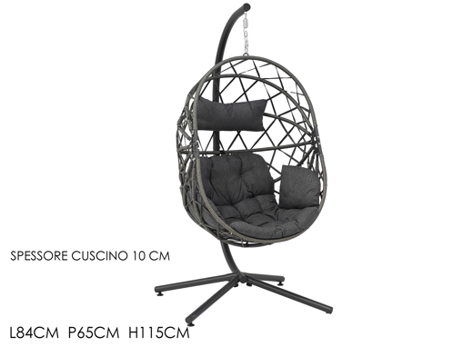 POLTRONA DONDOLO C/ CUSCINI GRIGIO