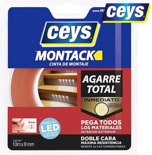 Montack Total Grip Αυτοκόλλητη Ταινία Διπλής Όψης Κόκκινη 8mmx10m